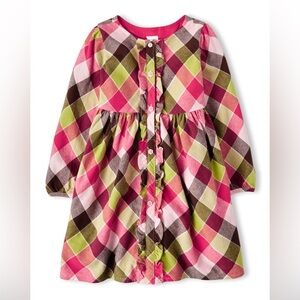 New Gymboree Plaid Ruffle Dress 5T Pony Club Pink Brown
